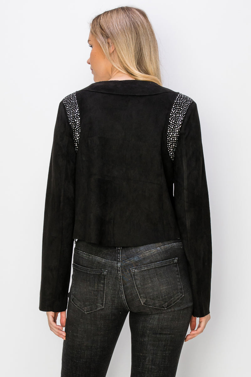Fringe Jacket With Crystal Stones