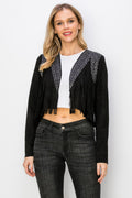 Fringe Jacket With Crystal Stones