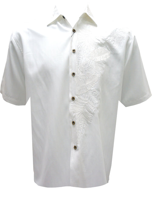 Classy Off White, Tan, Navy, Green, Leaf Embroidery