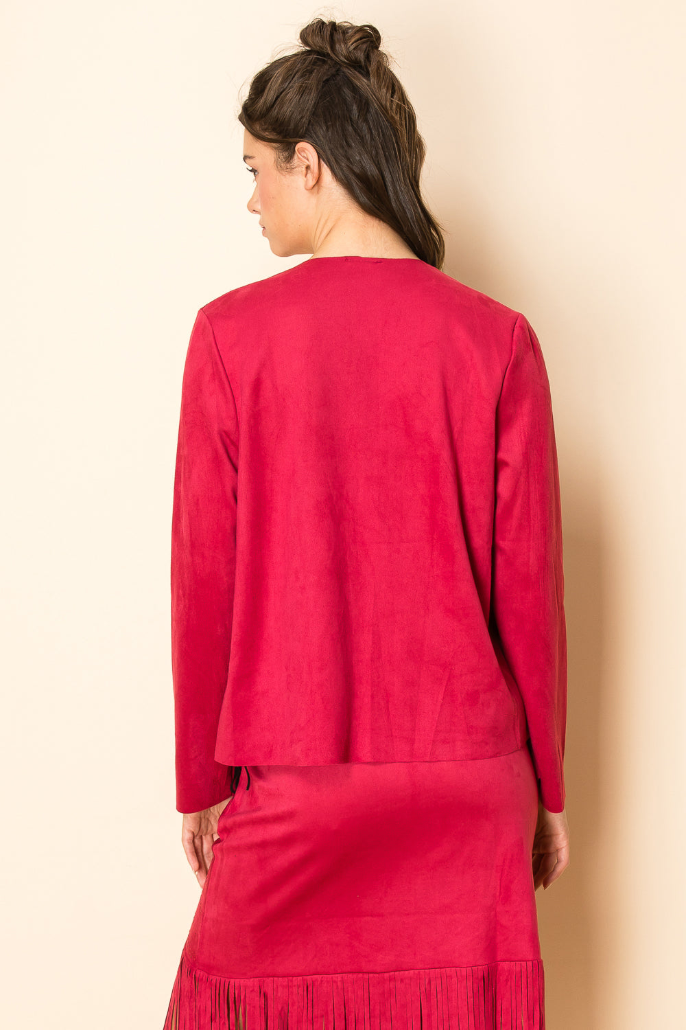 Laser Cut Red/Burgundy Suede Jacket