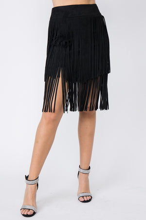 Swing Double Layered Fringe Skirt