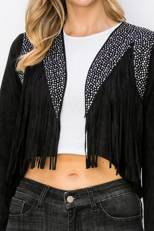 Fringe Jacket With Crystal Stones