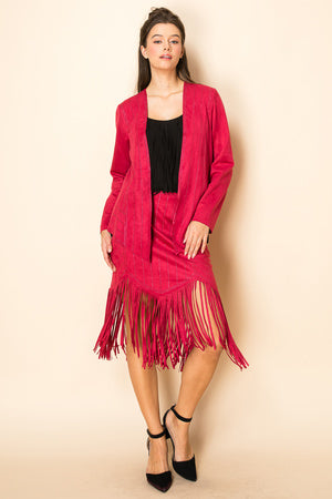 Chic Red Wine Tassel Skirt