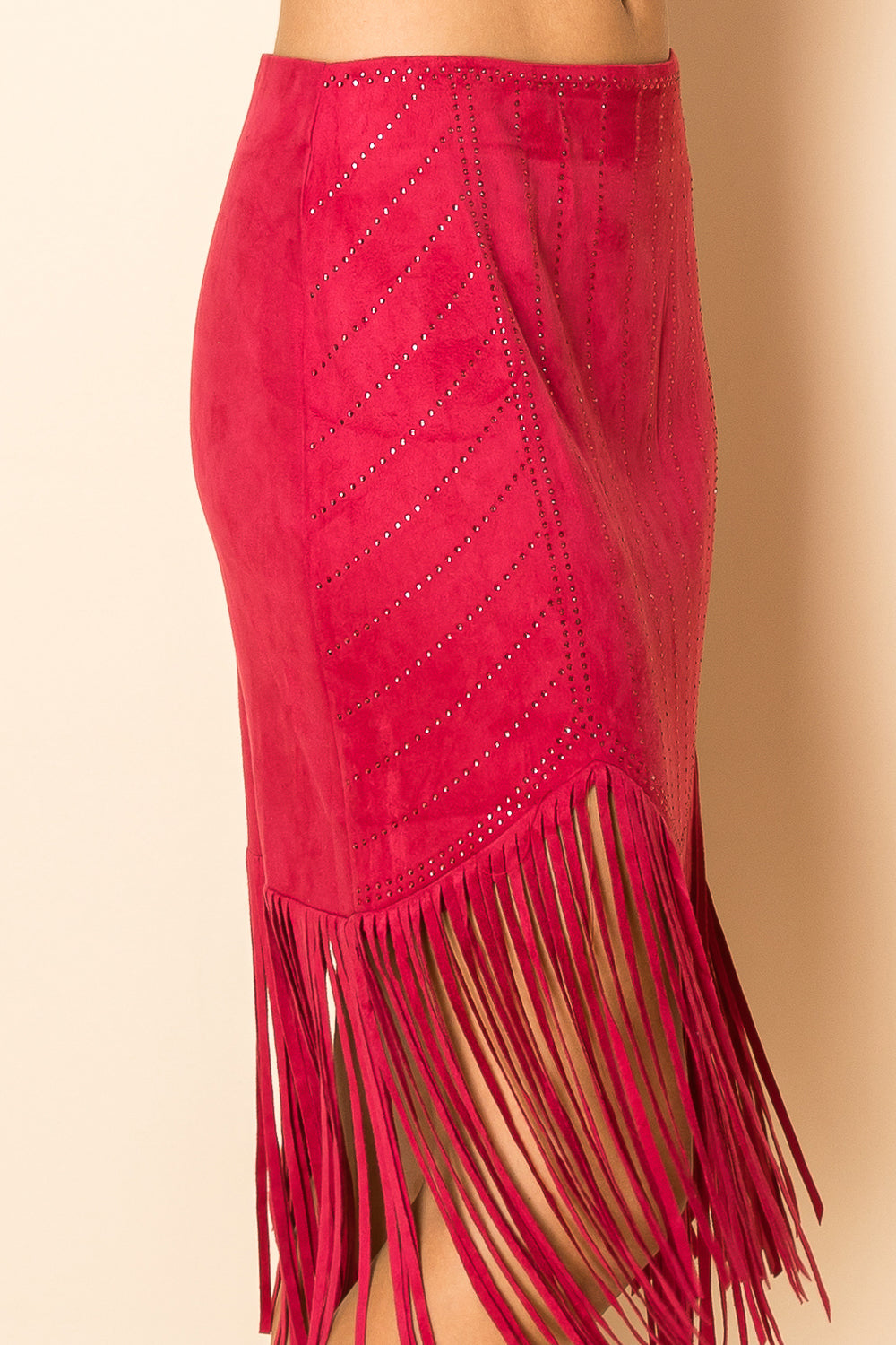 Chic Red Wine Tassel Skirt