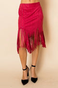 Chic Red Wine Tassel Skirt